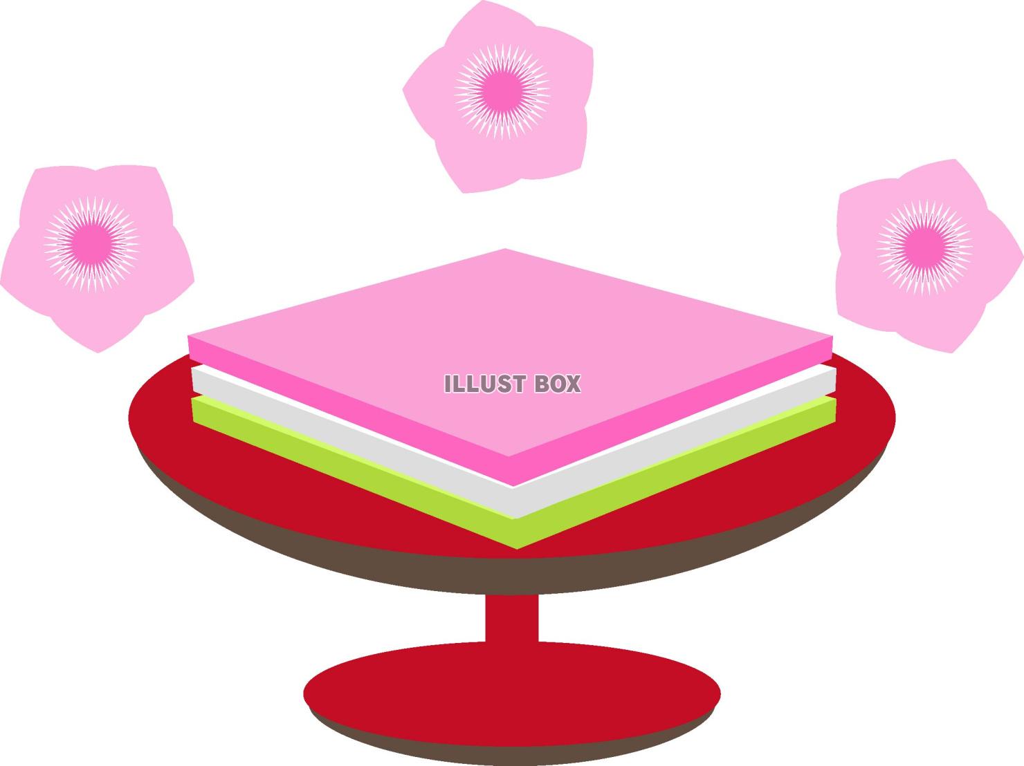 ひな祭りに使える菱餅と桃の花のイラスト