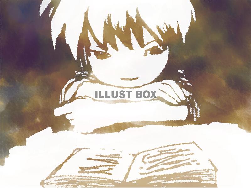 本を読んでいる男の子のイラスト