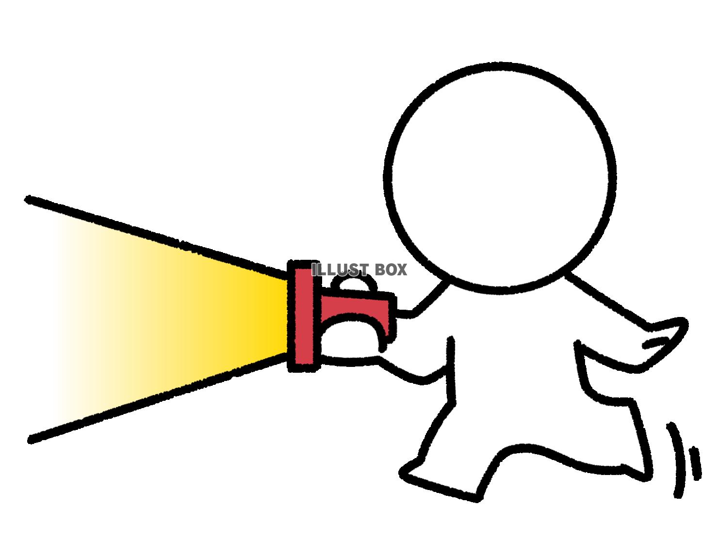 懐中電灯で照らして進む棒人間