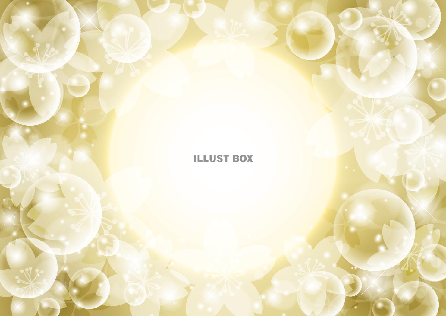 桜、泡、春、金色、背景、横