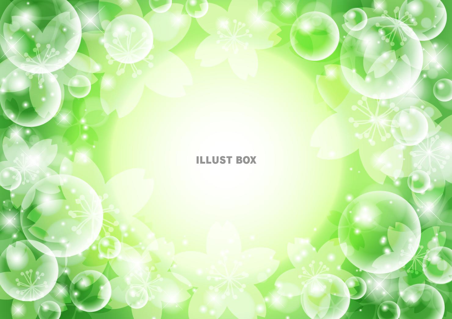 桜、泡、春、緑、背景、横