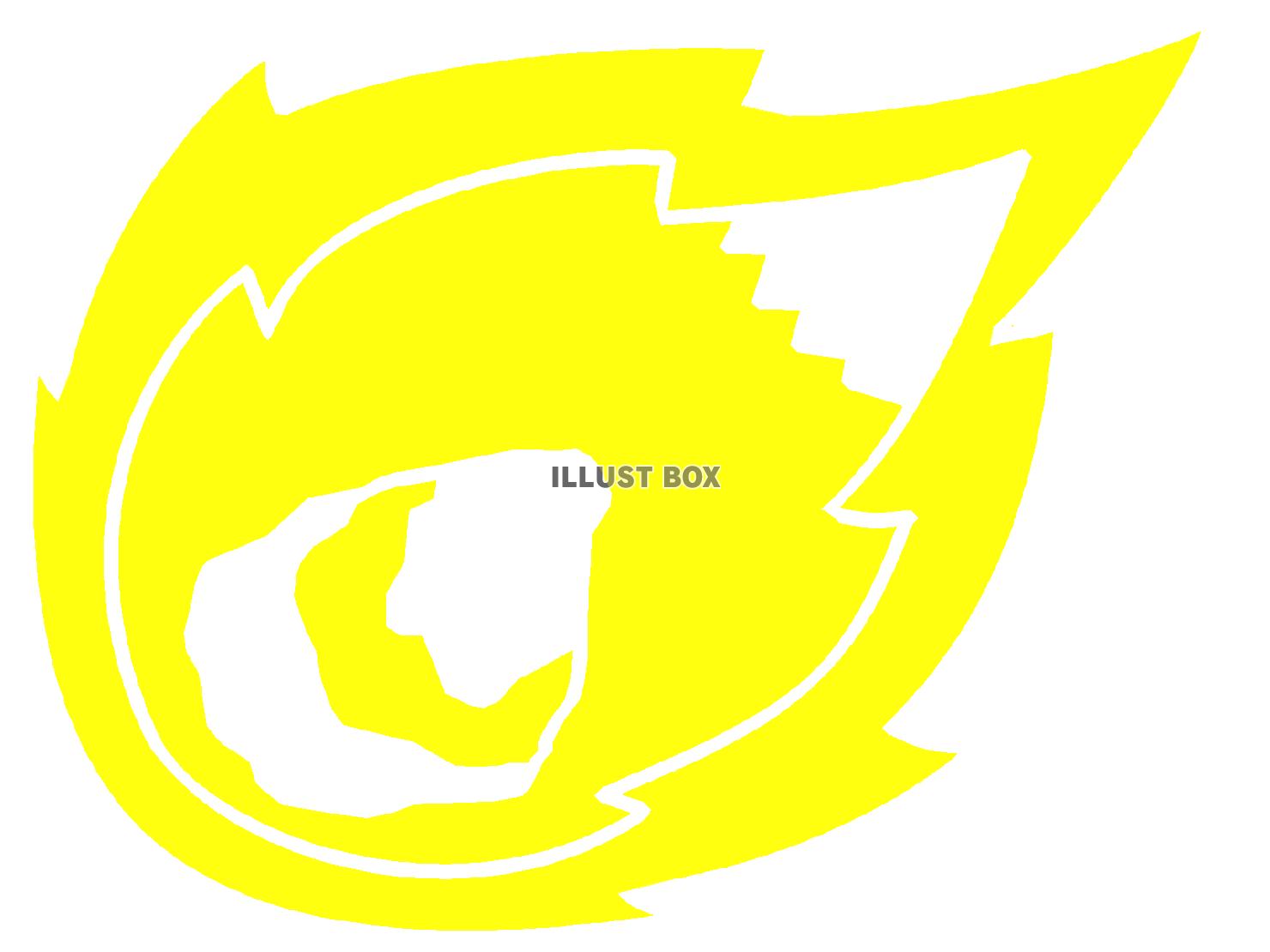 黄色の燃える隕石のシルエット