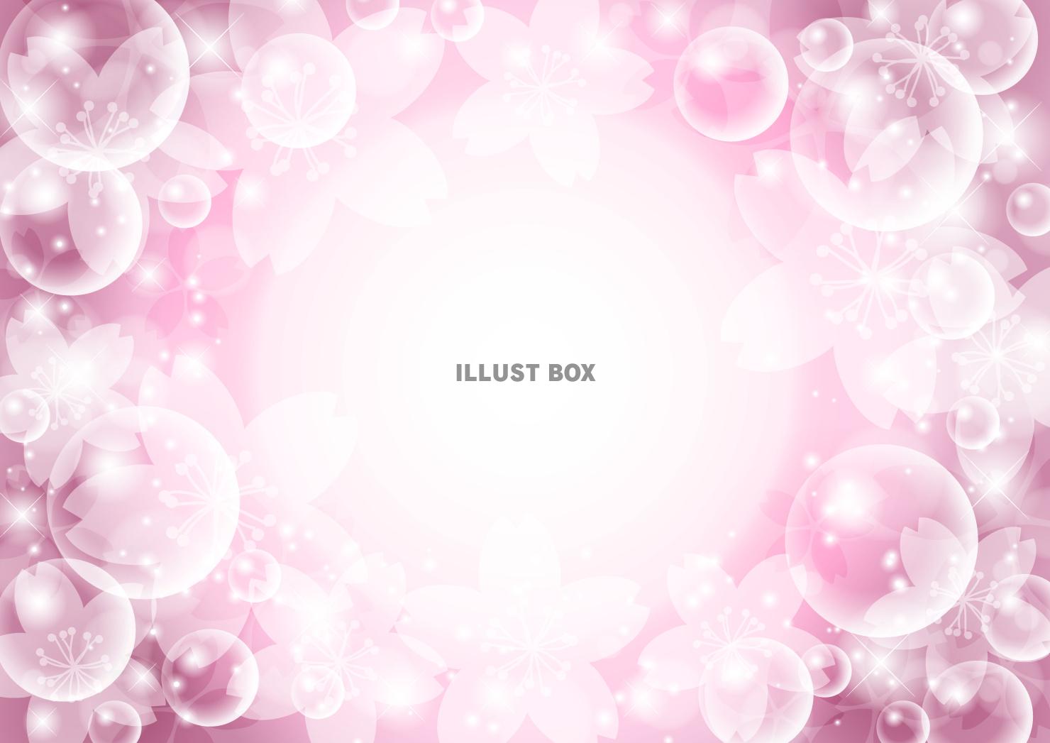 桜、泡、春、くすみピンク、背景、横