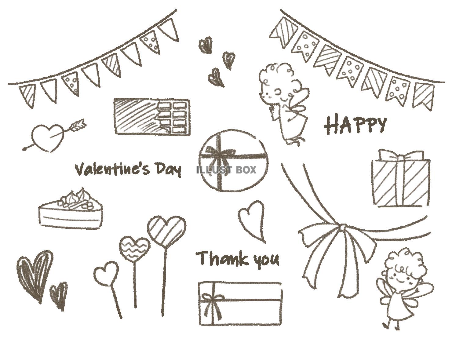 手描きのバレンタイン素材セット