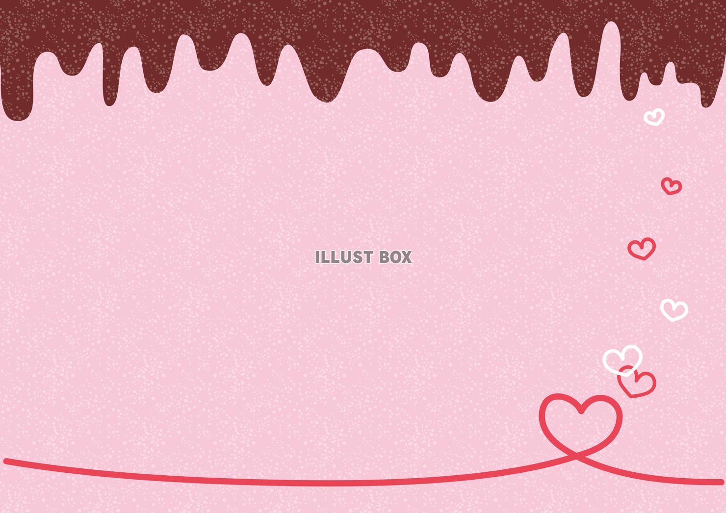 ピンク背景とハートのあるとろけるチョコのフレーム