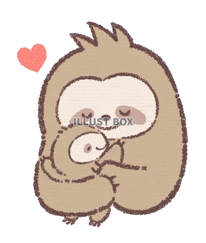 子供を抱くナマケモノの親子