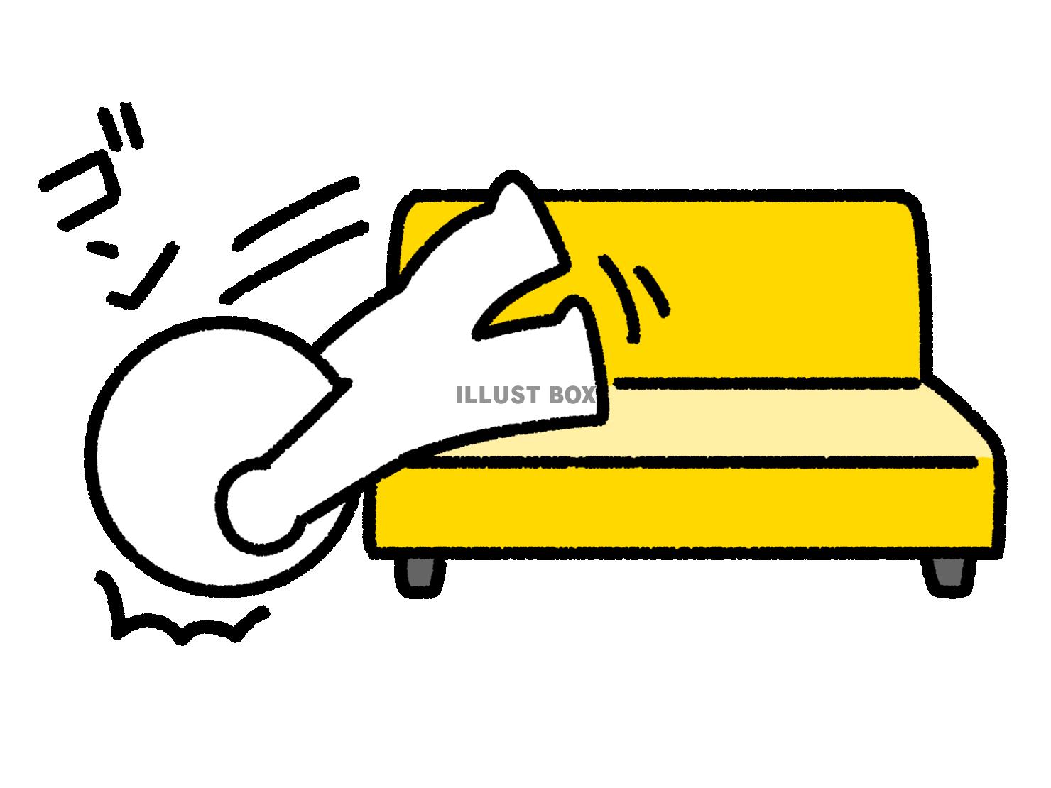 頭から落ちるソファで寝ていた棒人間