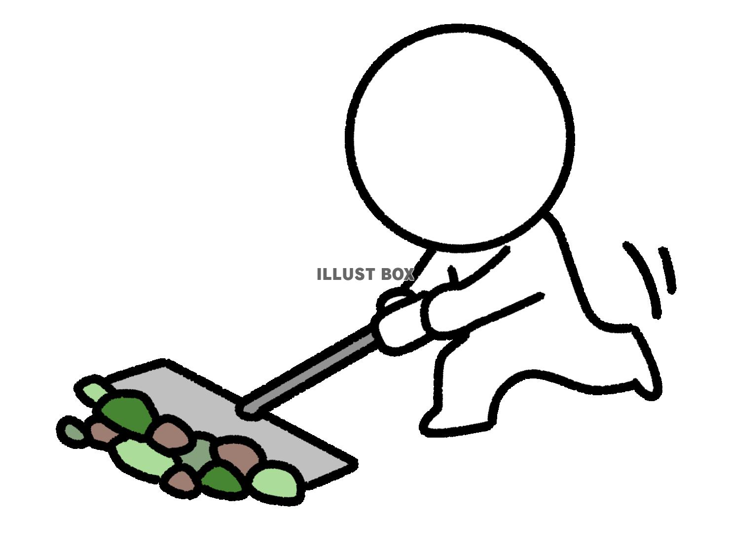 ゴミをまとめる棒人間