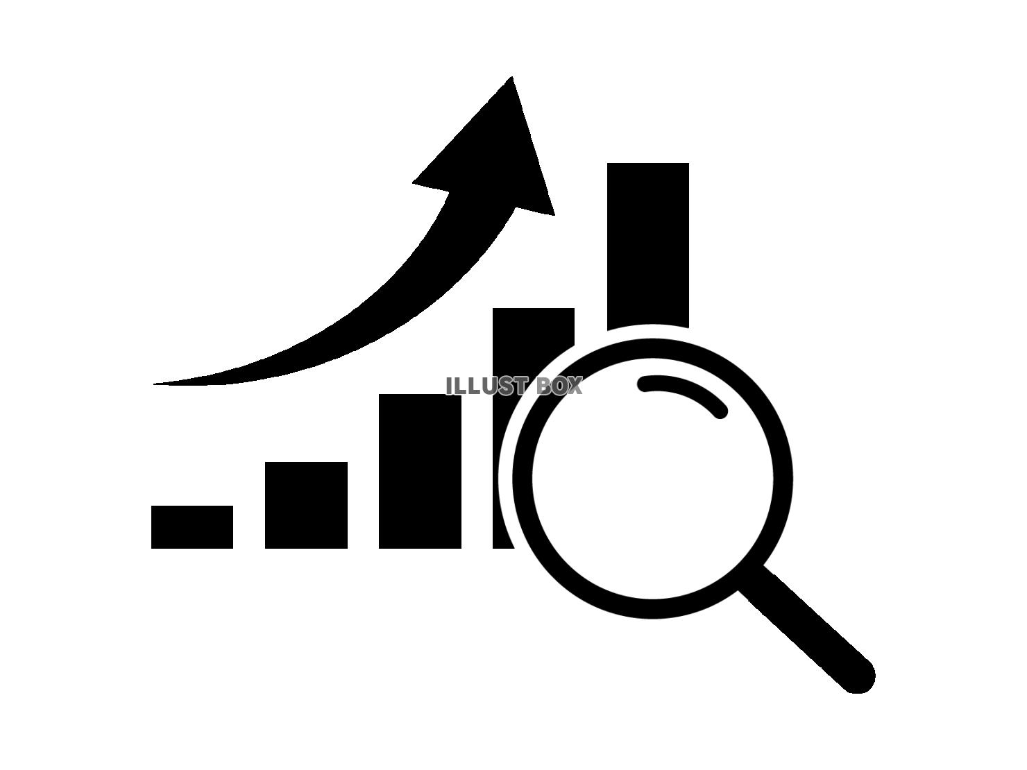 分析アイコン（グラフと虫眼鏡）