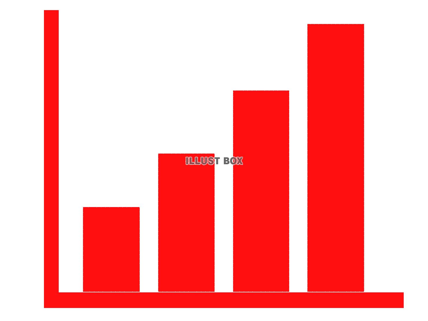 赤色の棒グラフのシルエットアイコン