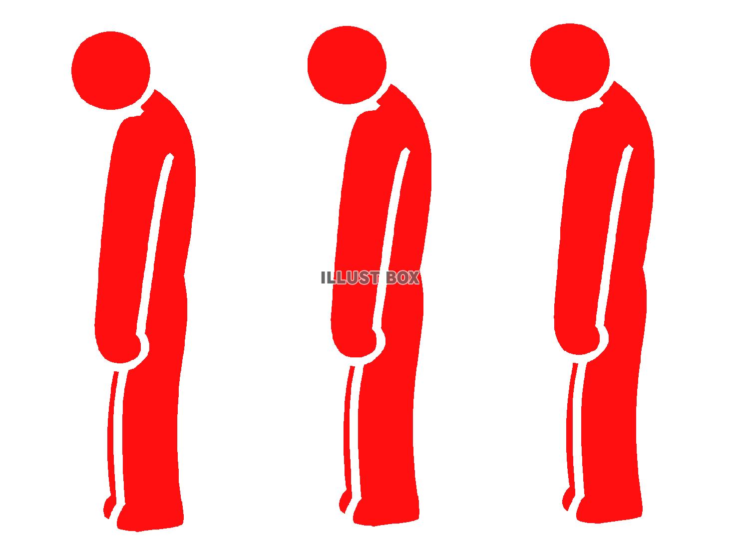 赤色の項垂れるピクトグラム