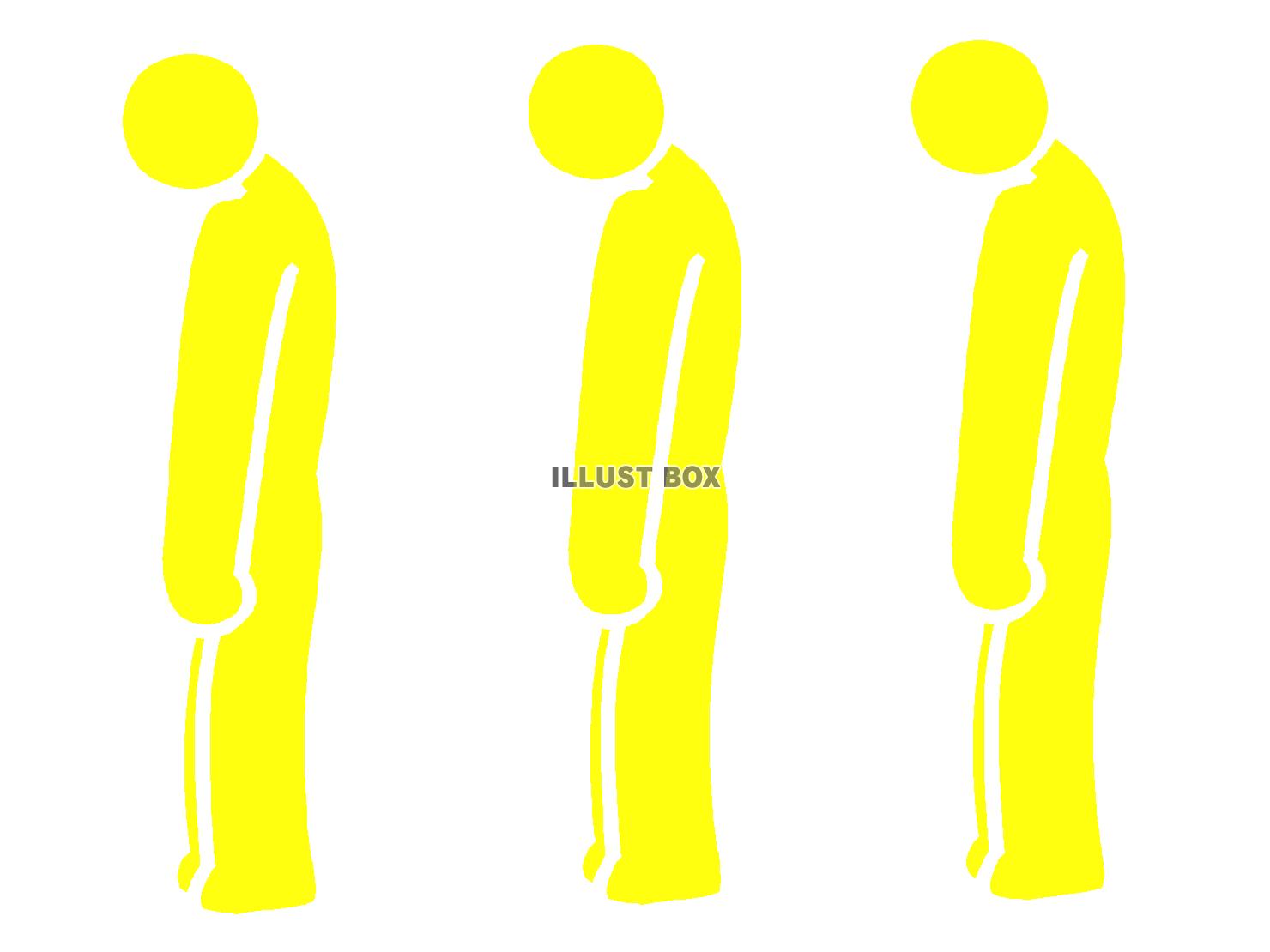 黄色の項垂れるピクトグラム