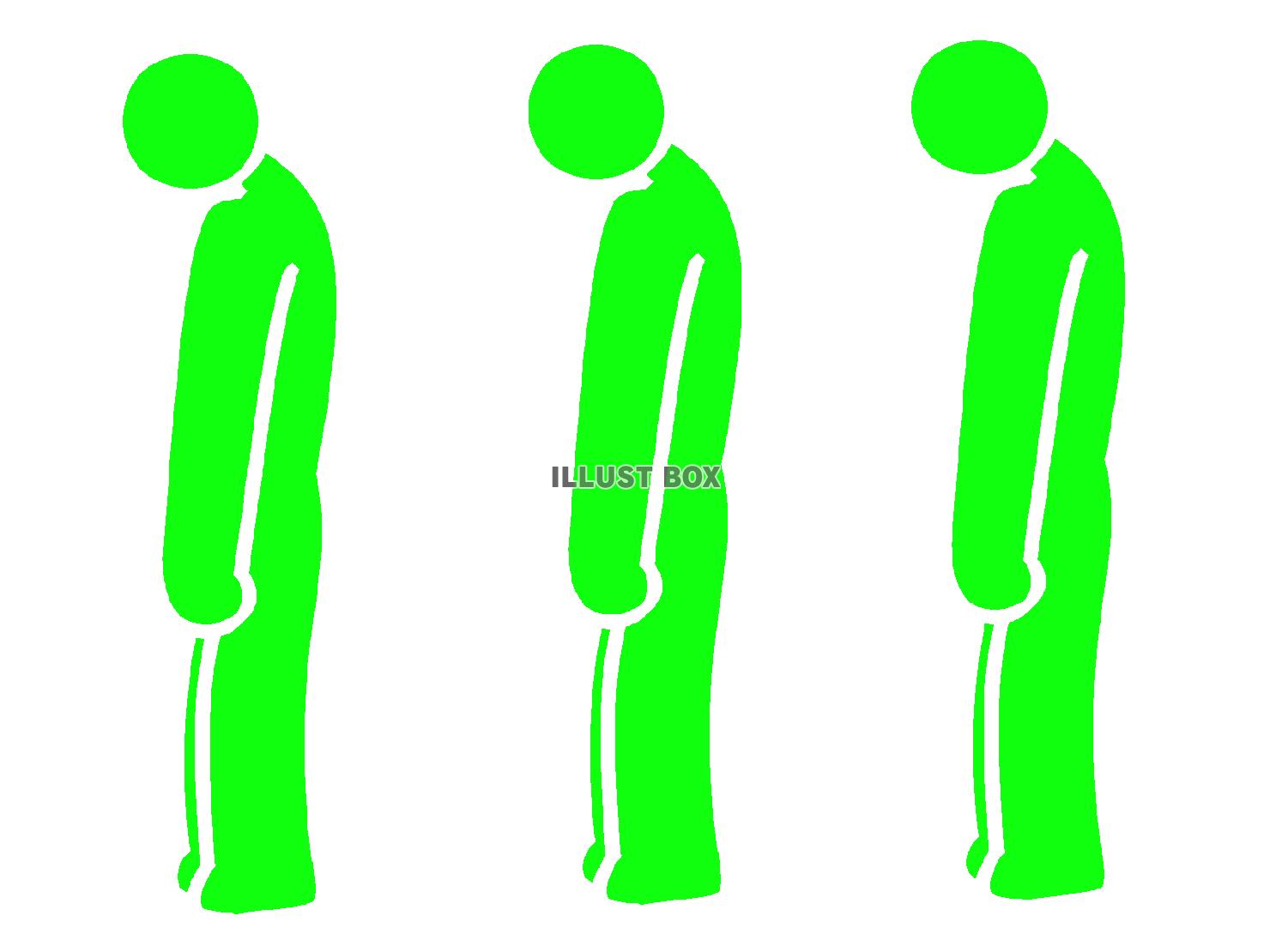 緑色の項垂れるピクトグラム