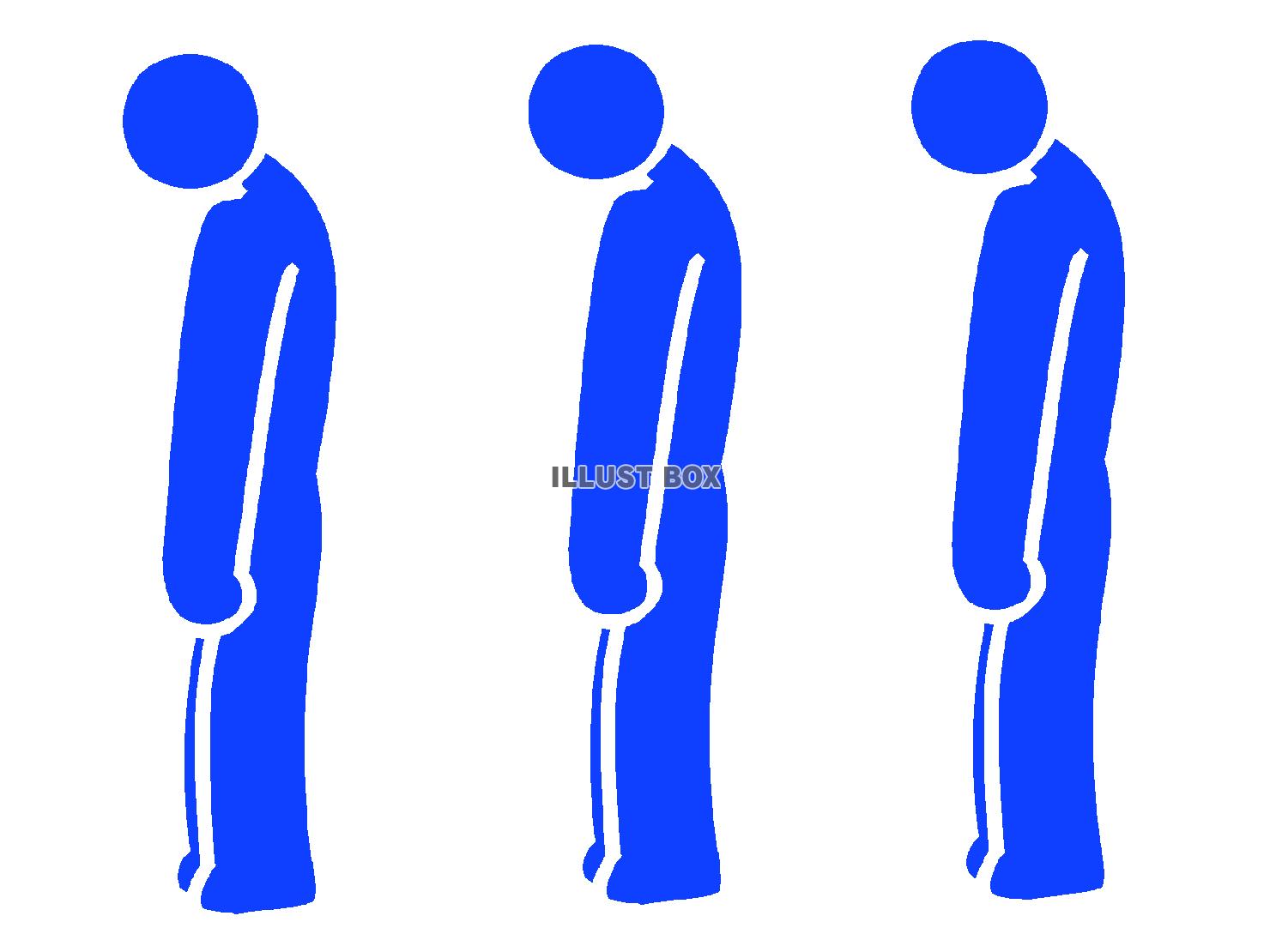 青色の項垂れるピクトグラム