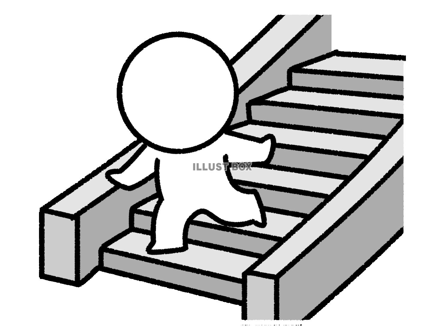 階段を下りる棒人間