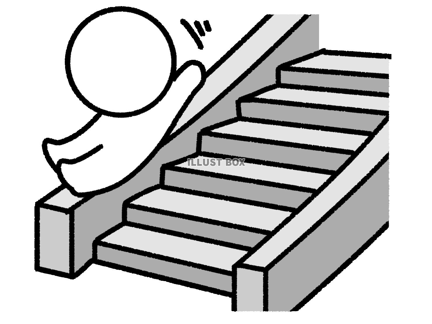 階段の手すりを滑って降りる棒人間