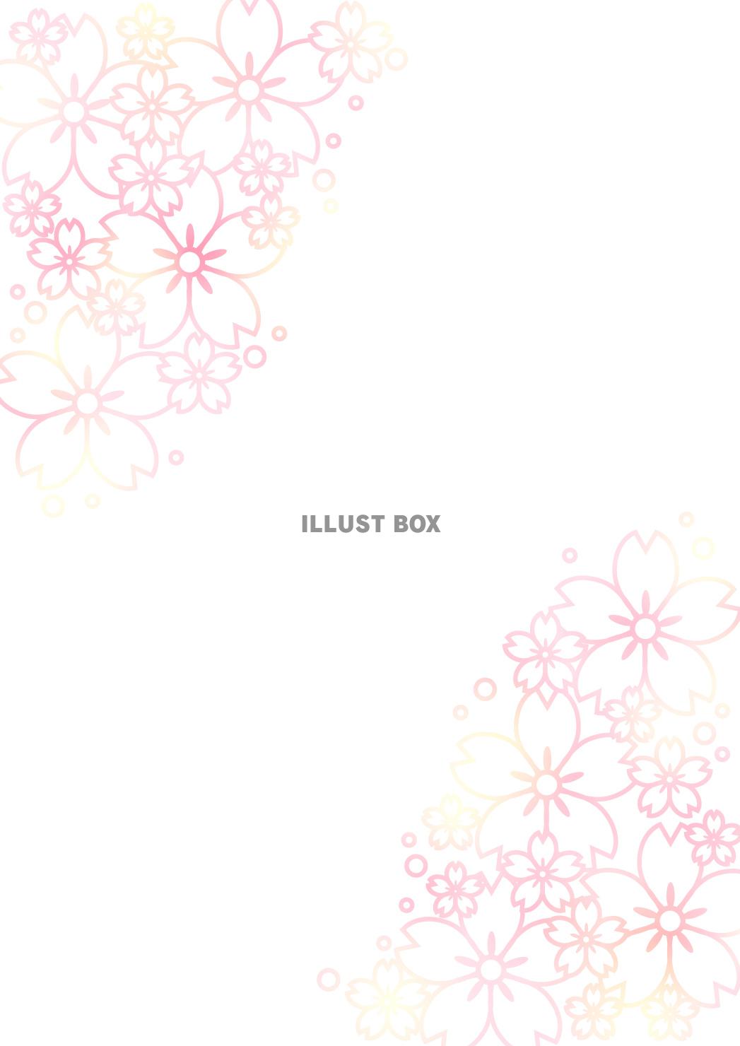 桜、線画、春、ピンク、縦