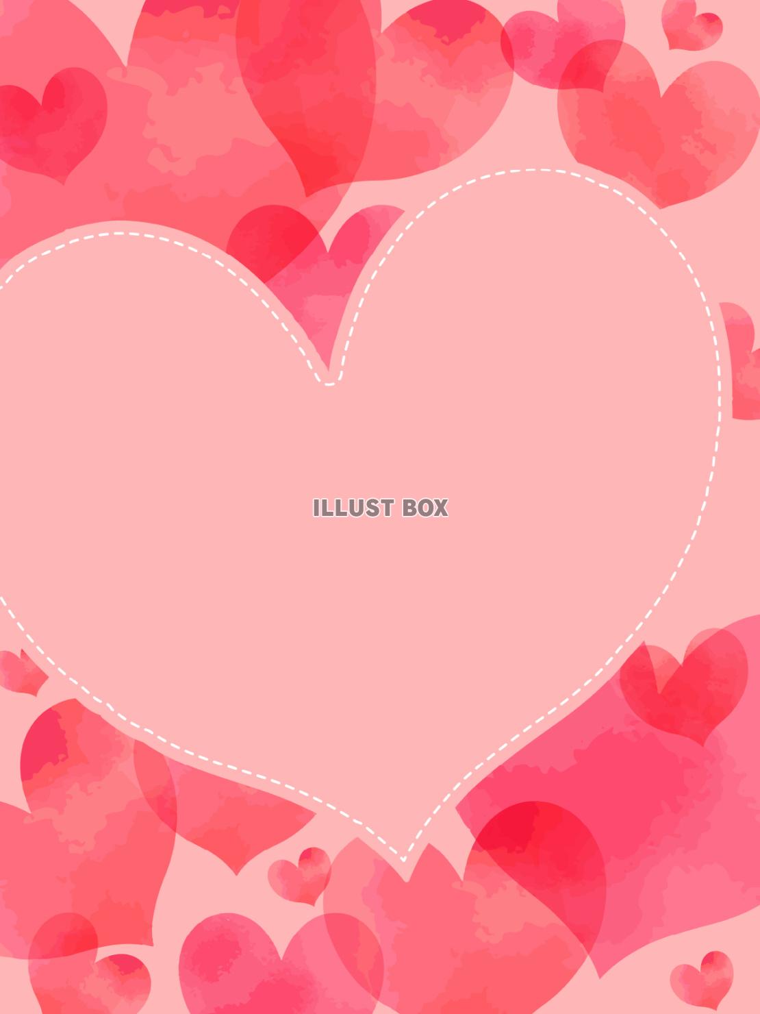 ハート柄のテンプレート（枠あり）