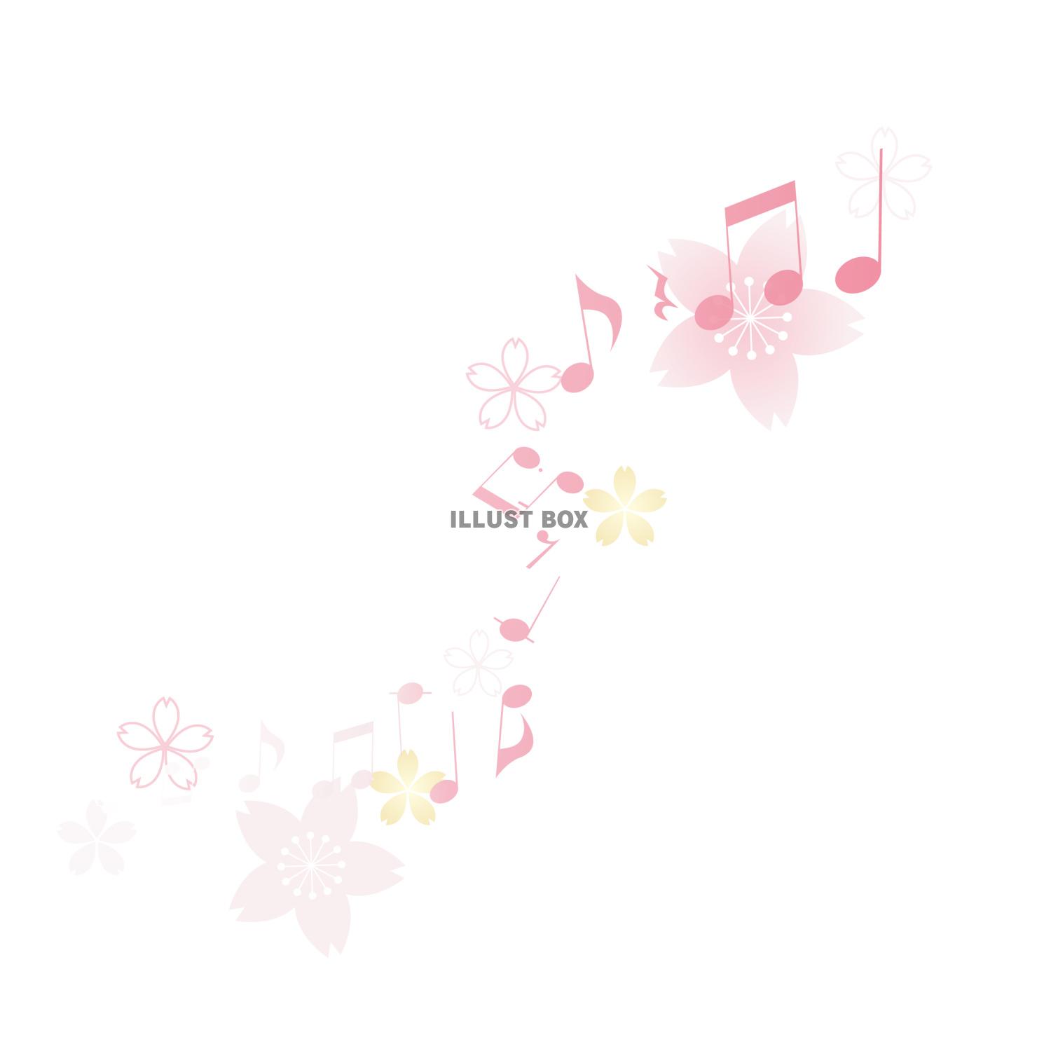 春の流れるメロディーと桜の花のあしらい