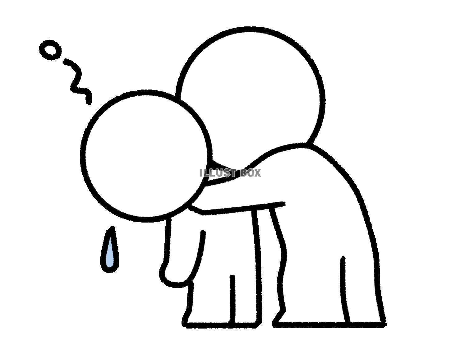 落ち込む人を慰める棒人間