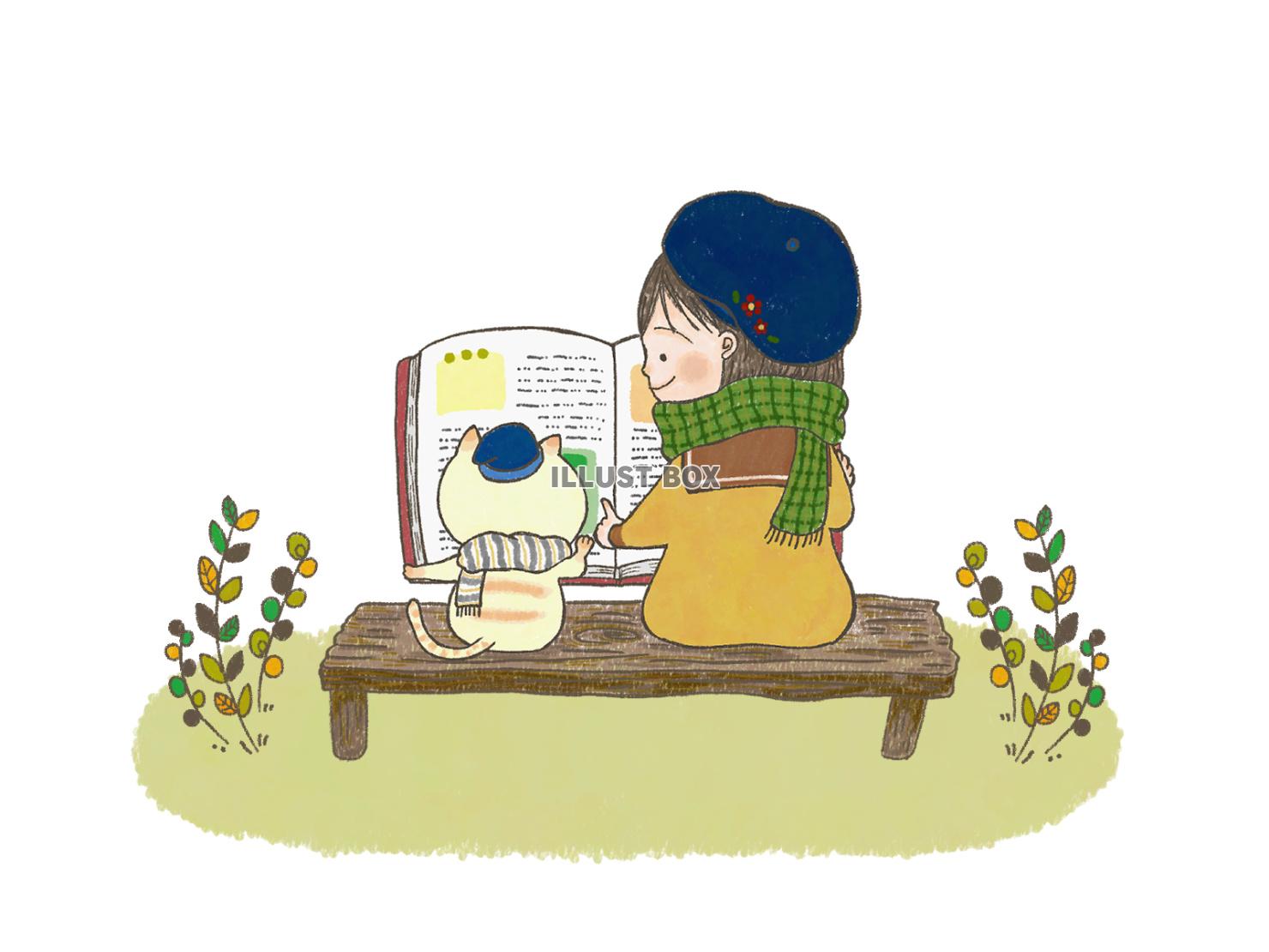読書をする女の子と猫２（JPG）