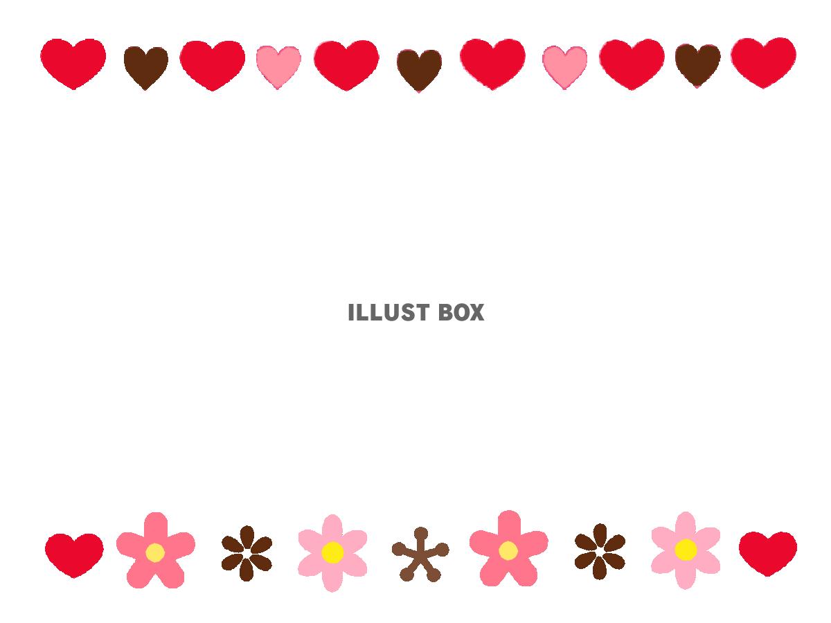 ハートとお花フレーム　透過png