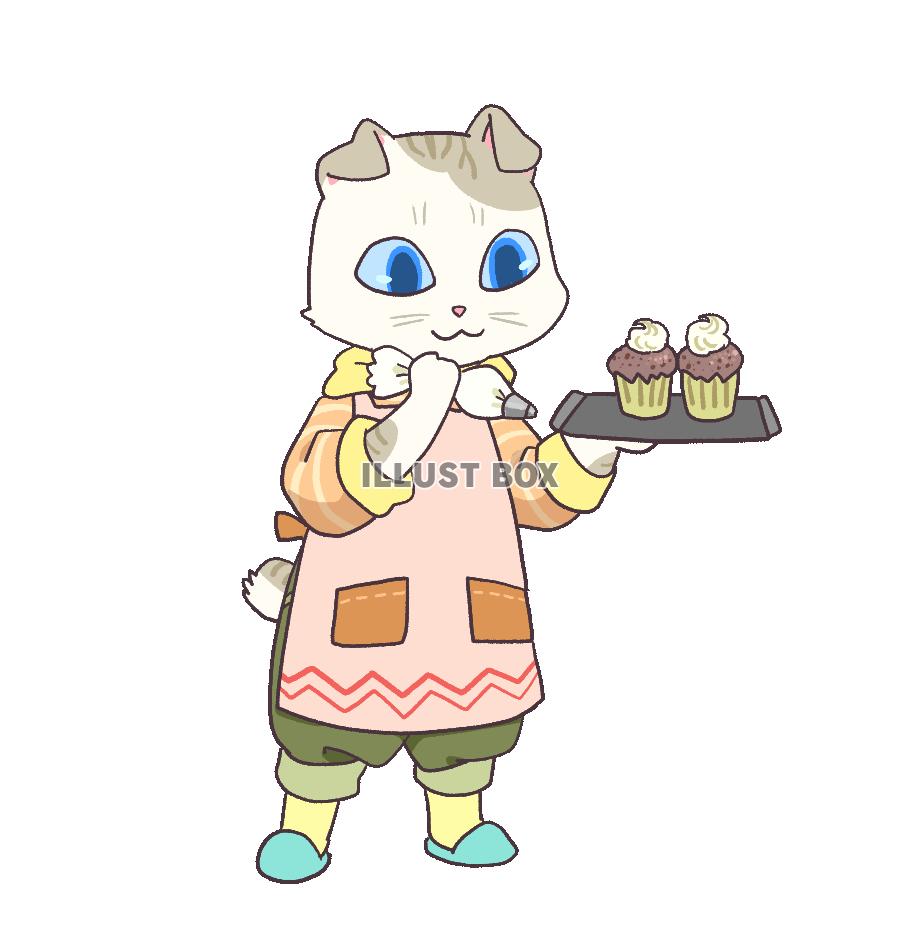 お菓子を作る猫