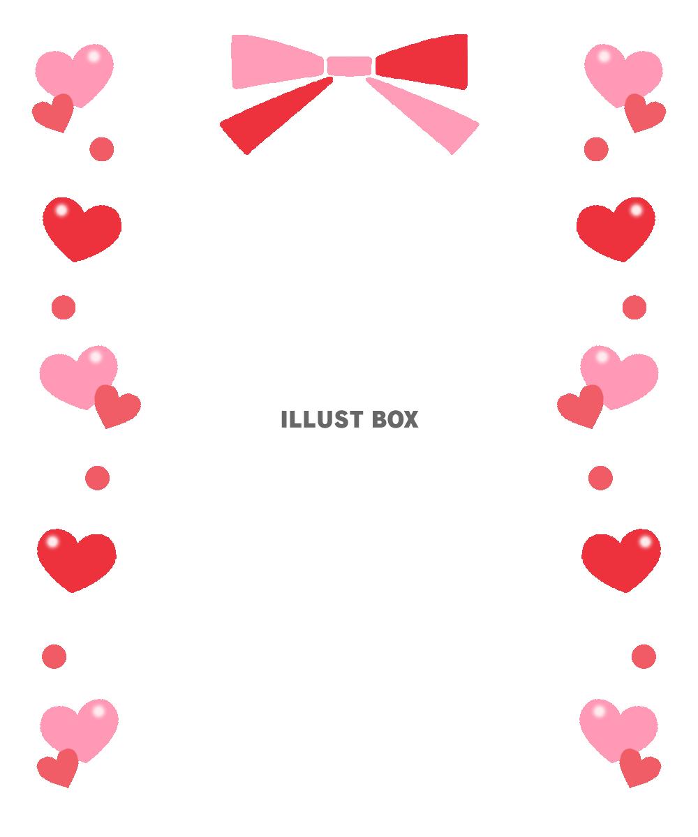 タテ型ハートリボンフレーム　透過png
