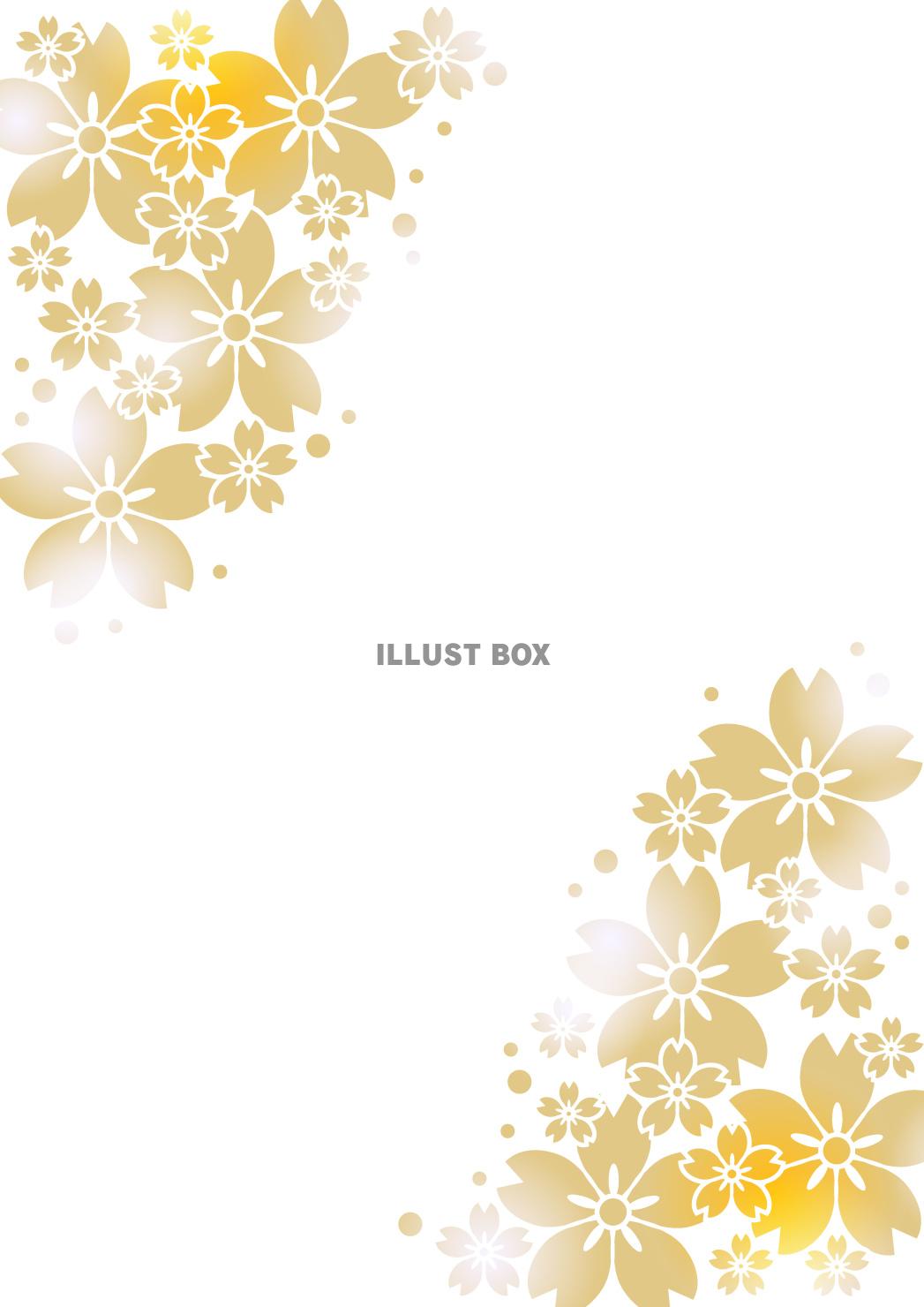 桜、ステンシル、春、金色、縦