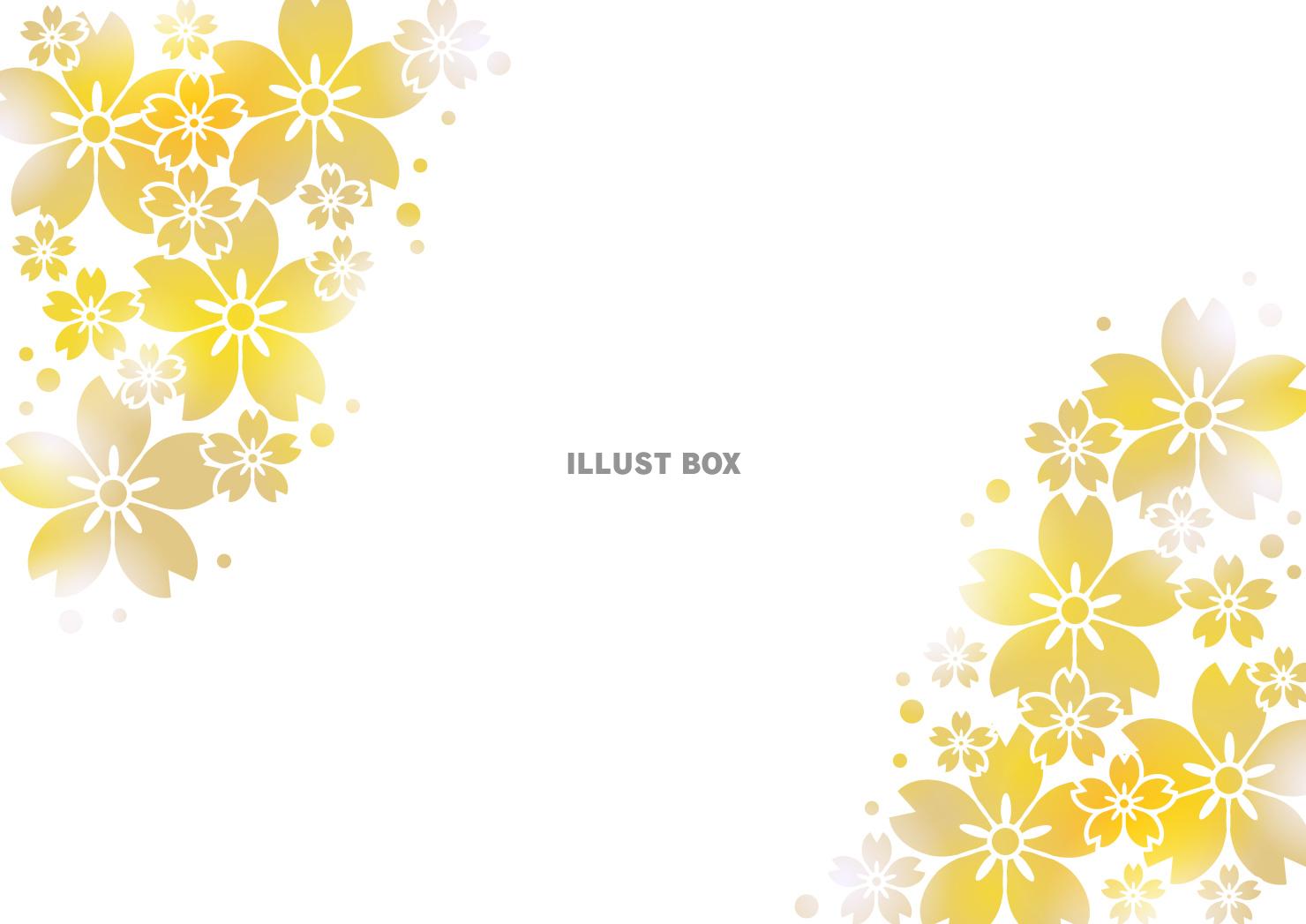 桜、ステンシル、春、金色、横