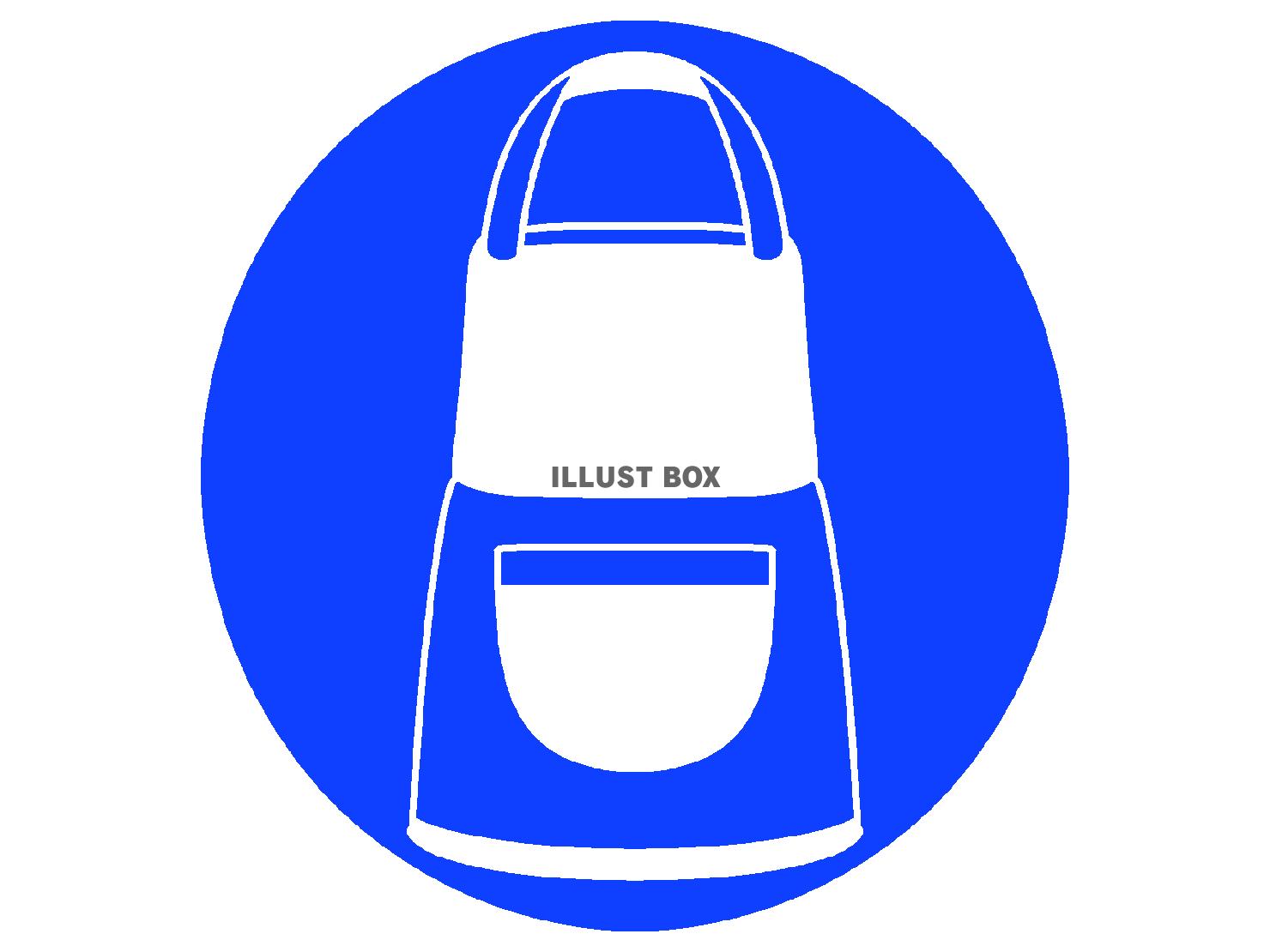 青色のエプロンのシルエット