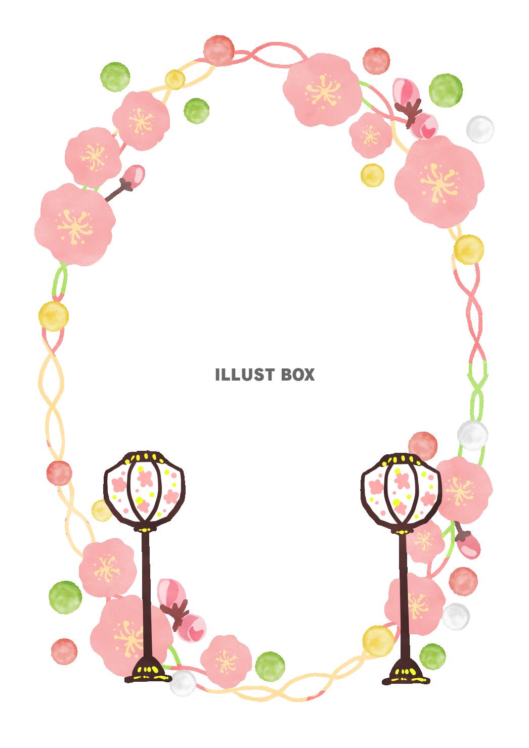 ひな祭りのフレーム（枠　縦）