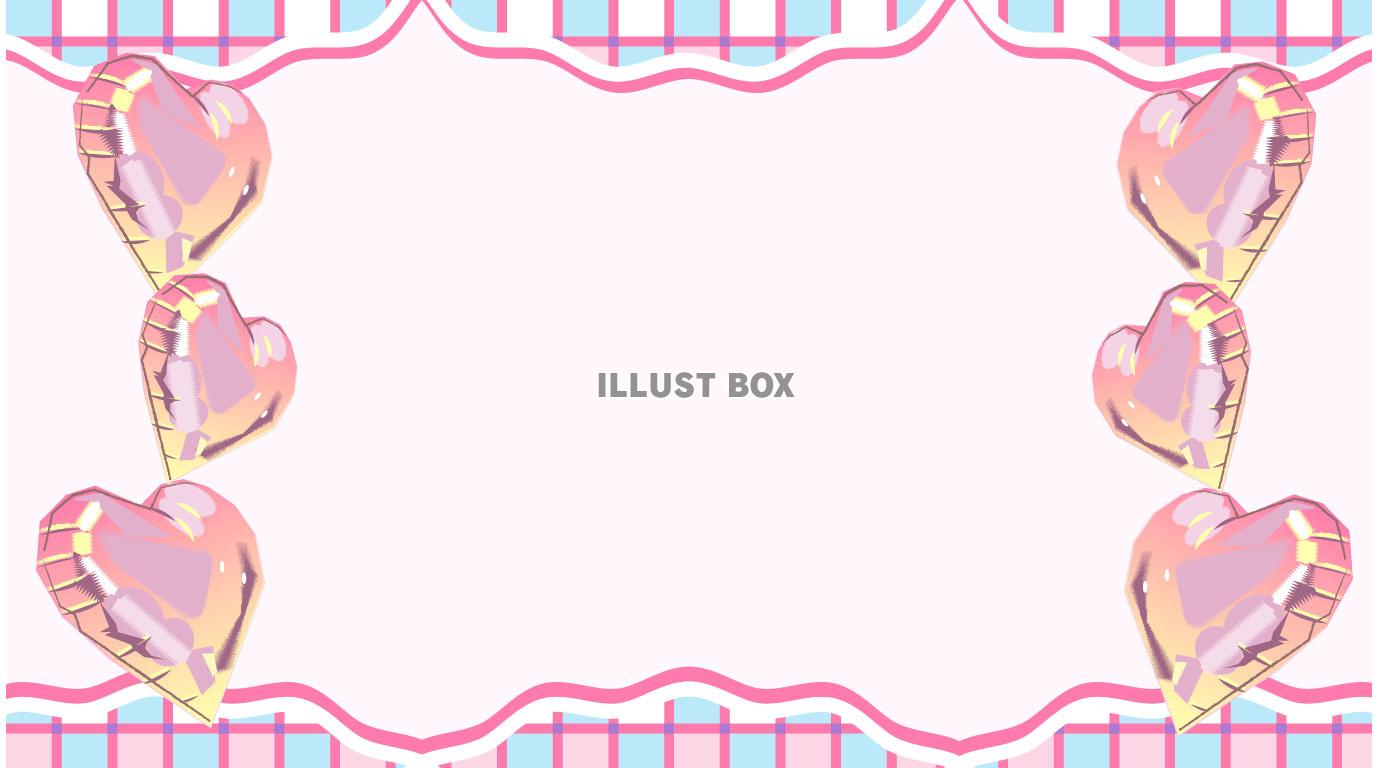ピンクのハートバルーンのフレーム