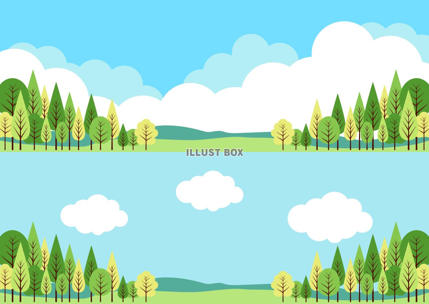 野山のバナーセット、春、夏