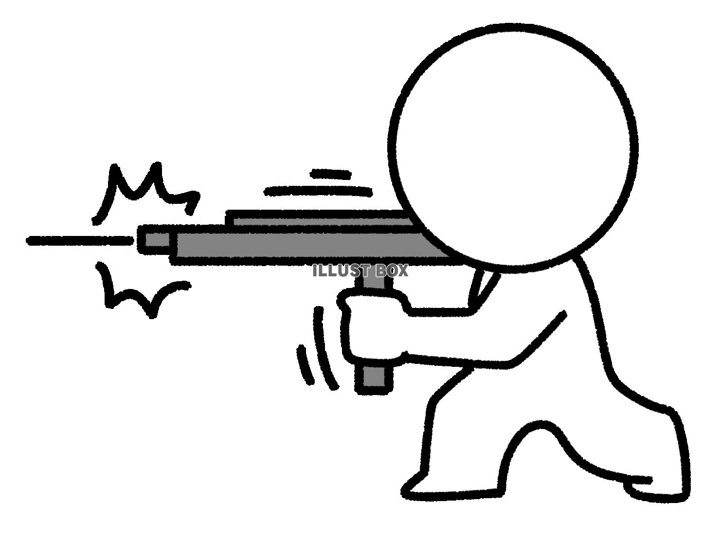 マシンガンをぶっぱなす棒人間