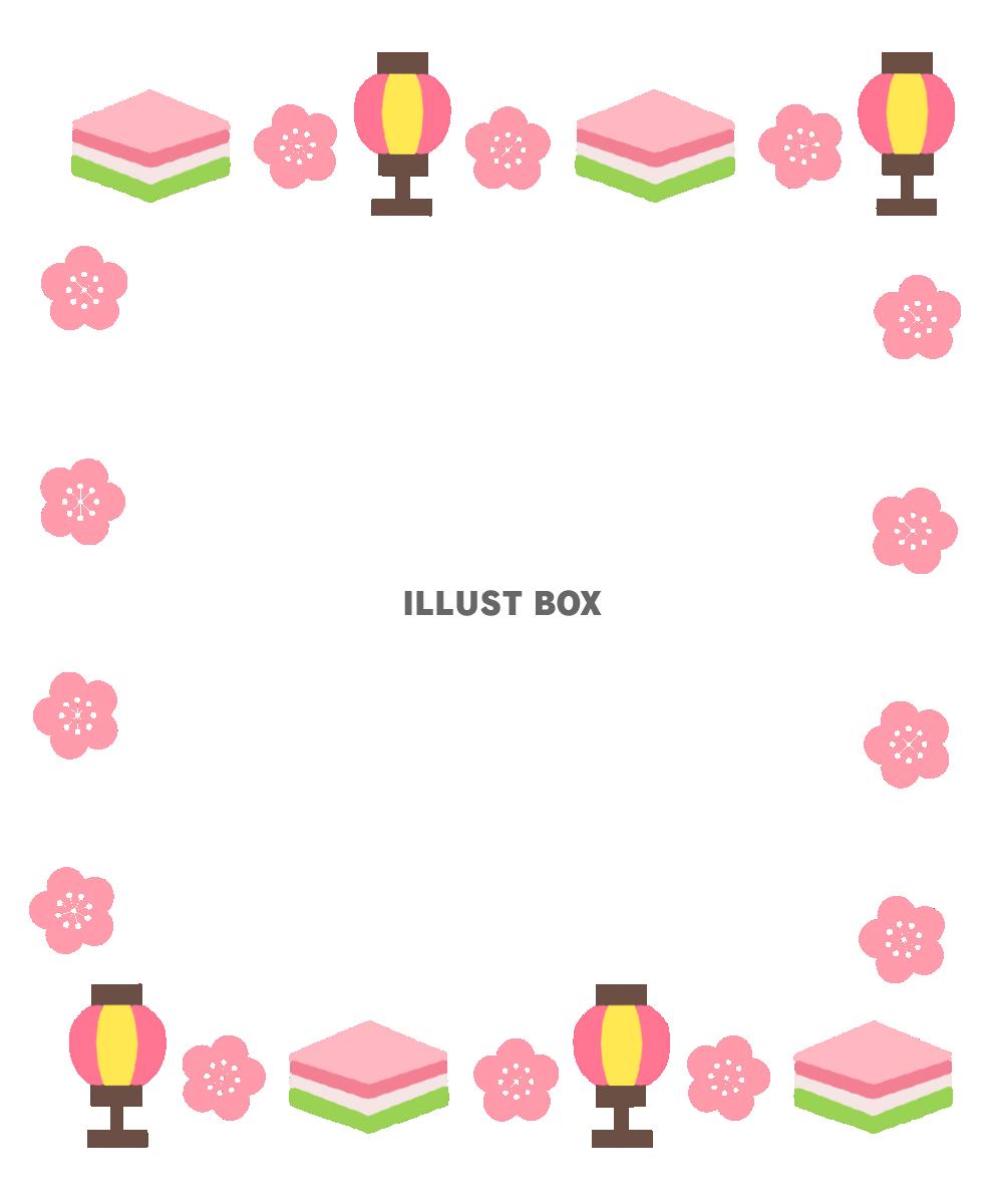 タテ型ぼんぼりひしもちフレーム　透過png