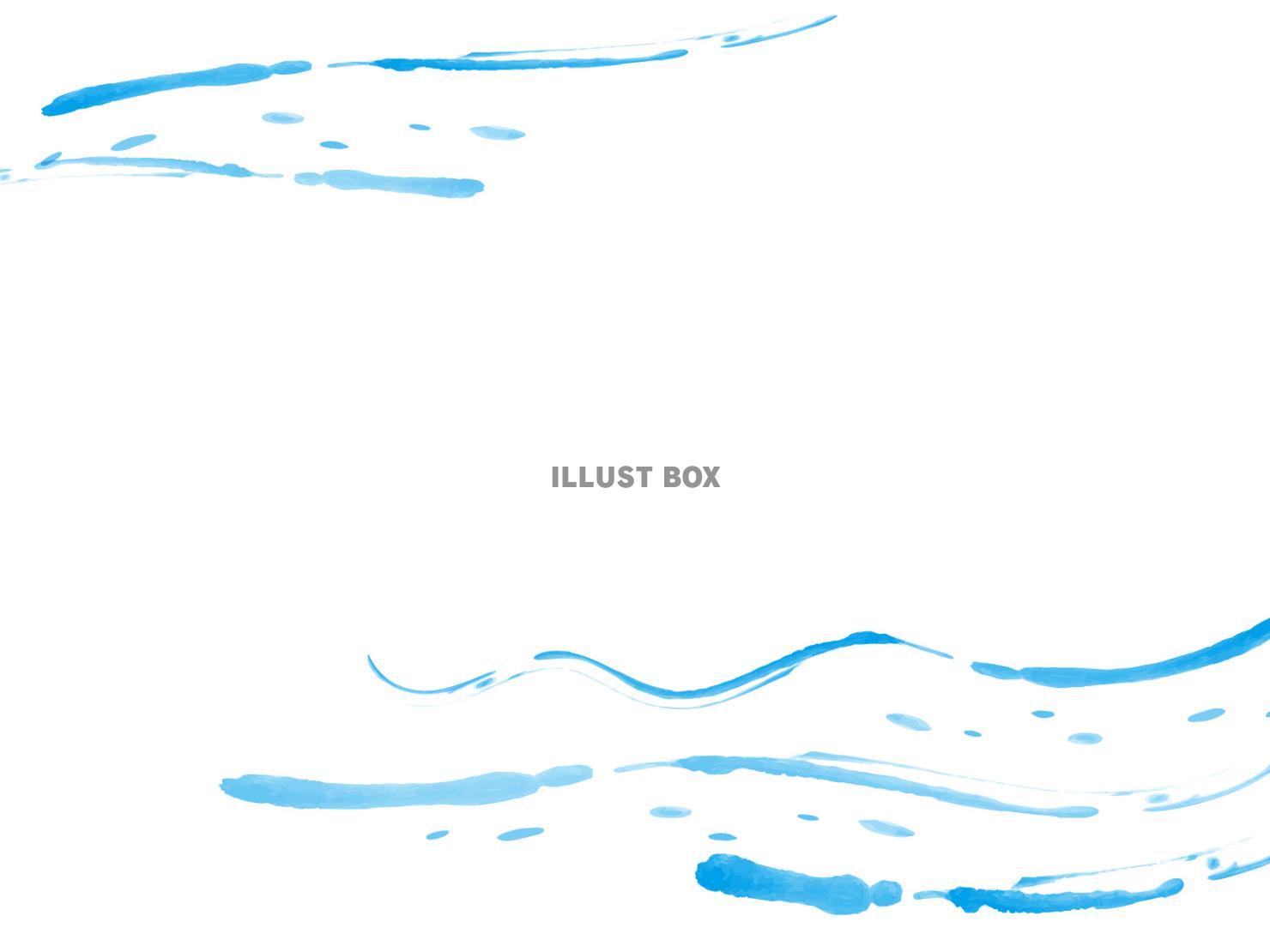 和風テイストの水彩デコレーション（ブルー）