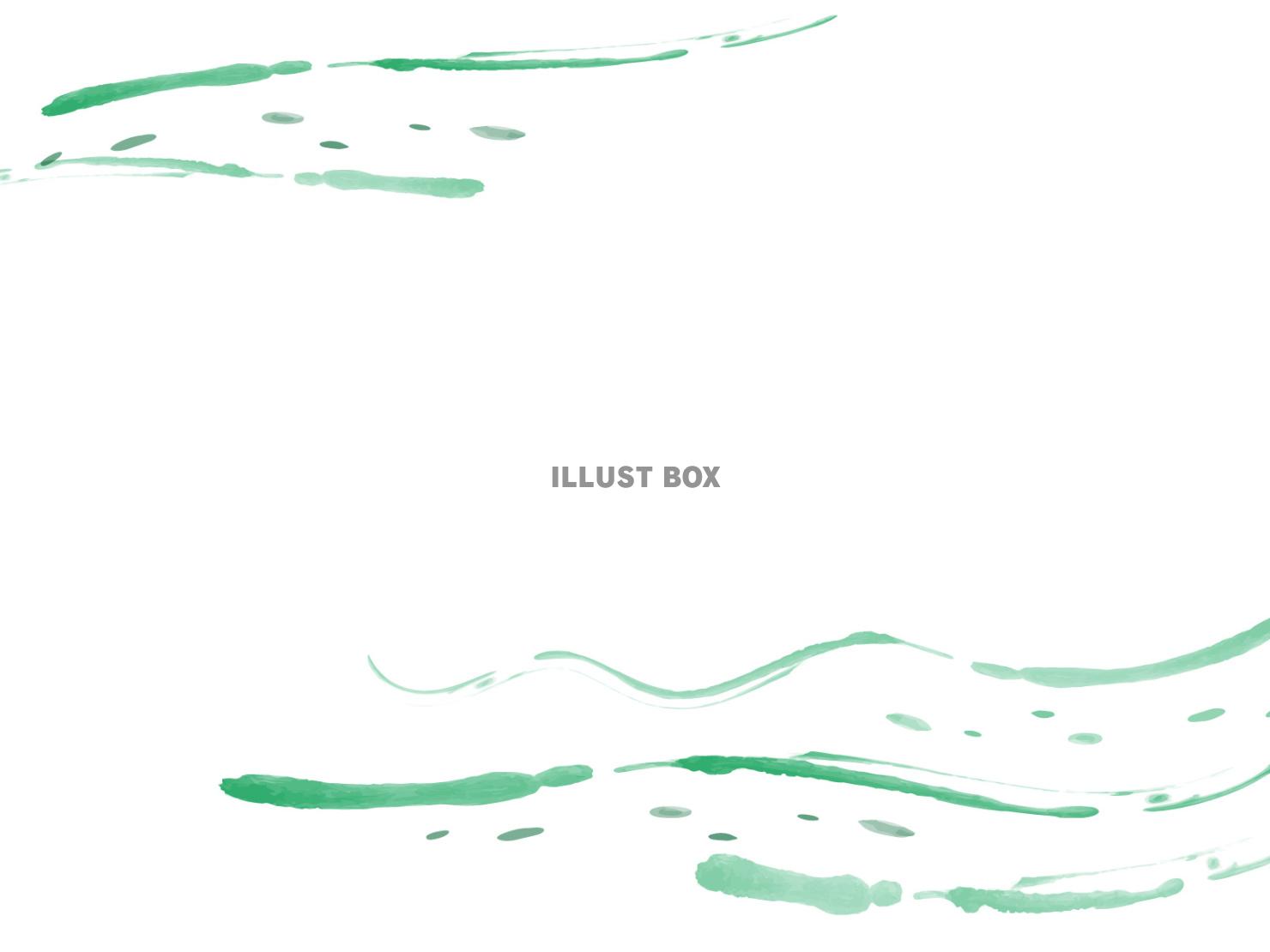 和風テイストの水彩デコレーション（緑）