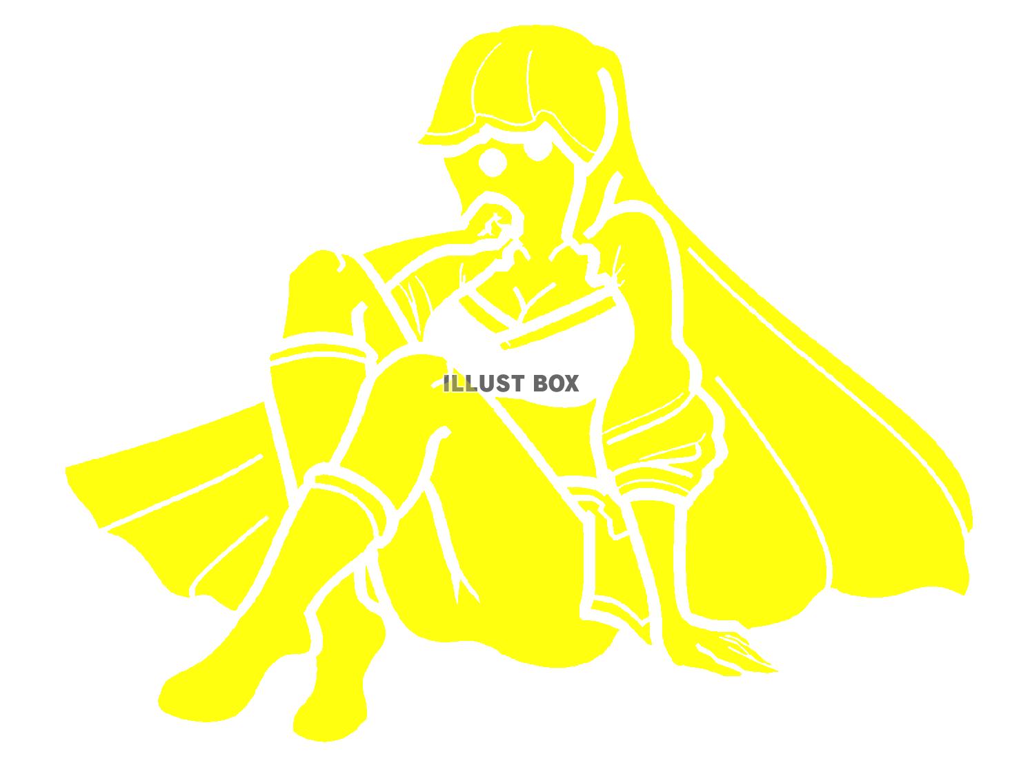 黄色の佇むアサシンのシルエット