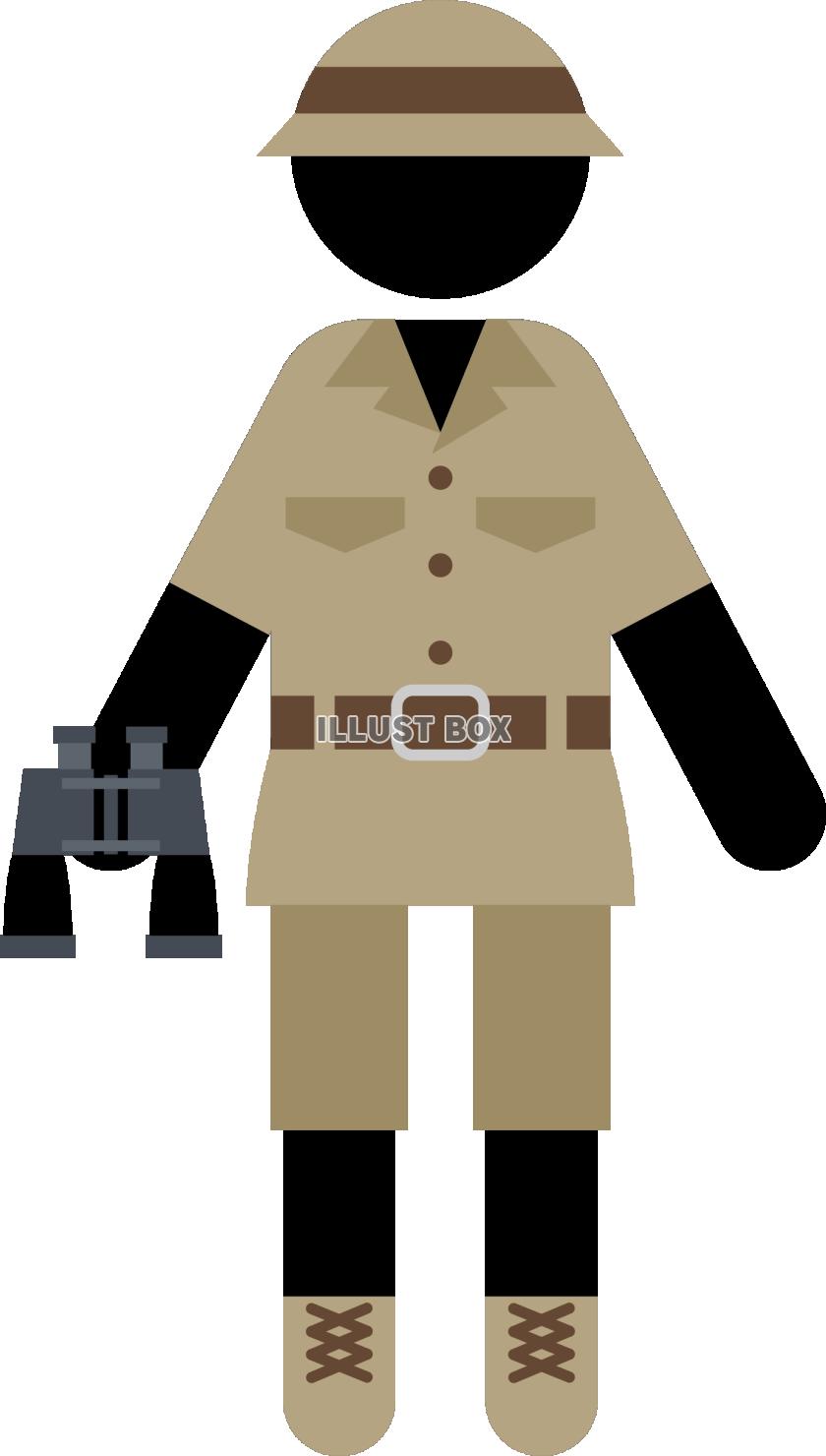 サファリルックの探検家　ピクトグラム