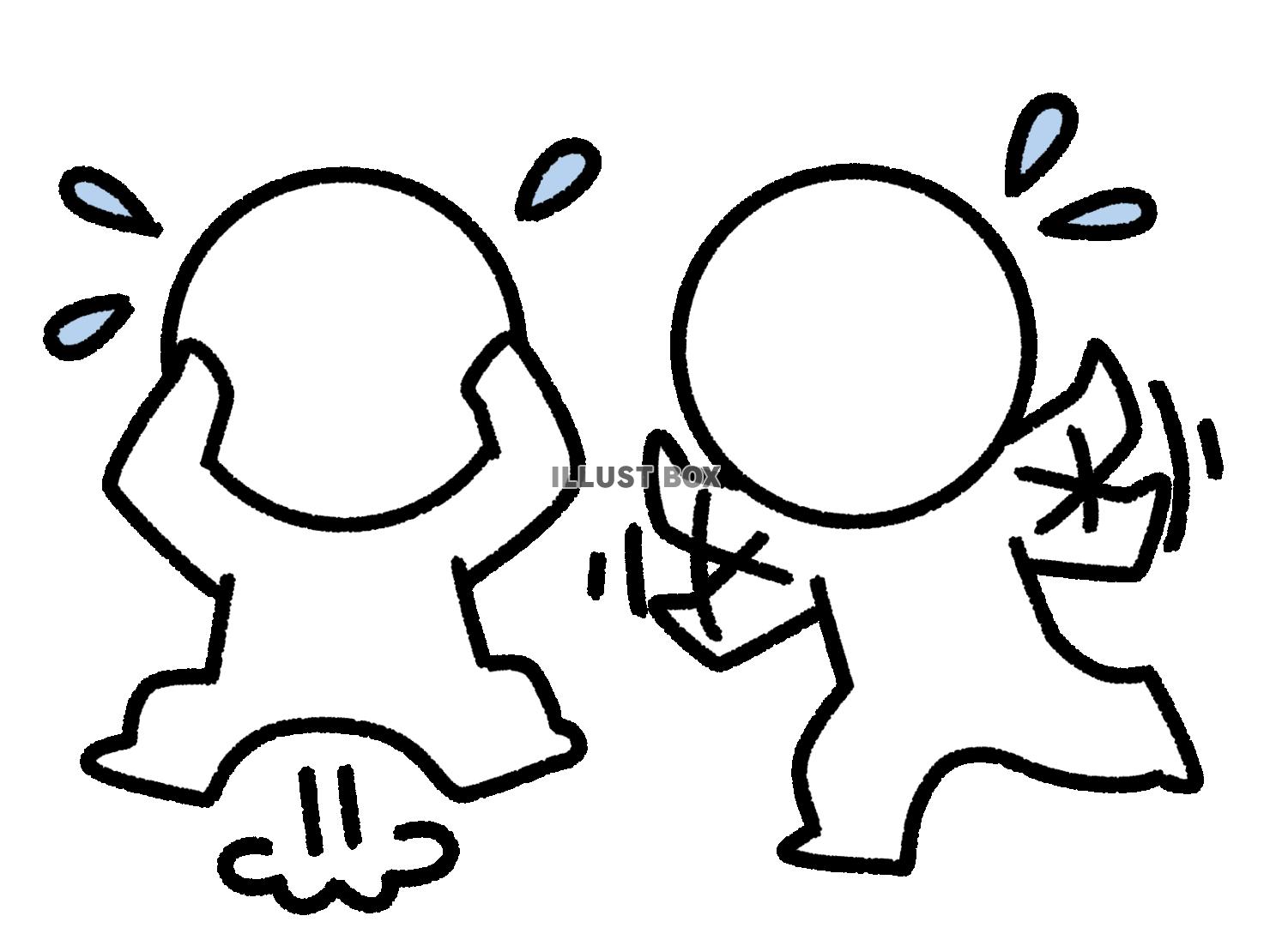 焦る人とパニックになる棒人間