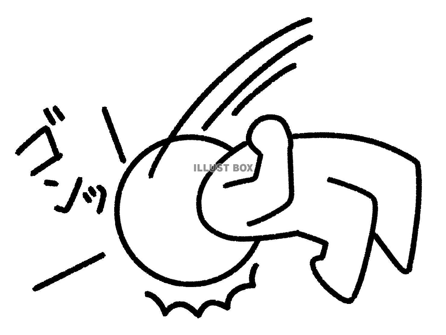 後ろに倒れて頭を打つ棒人間