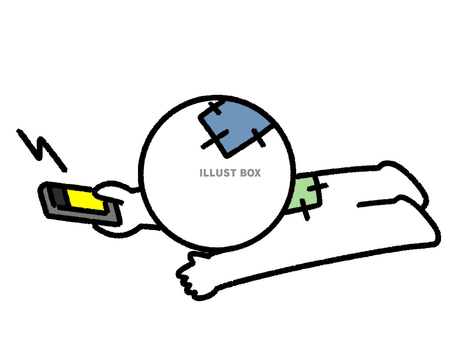 倒れながらもスマホを操作する棒人間