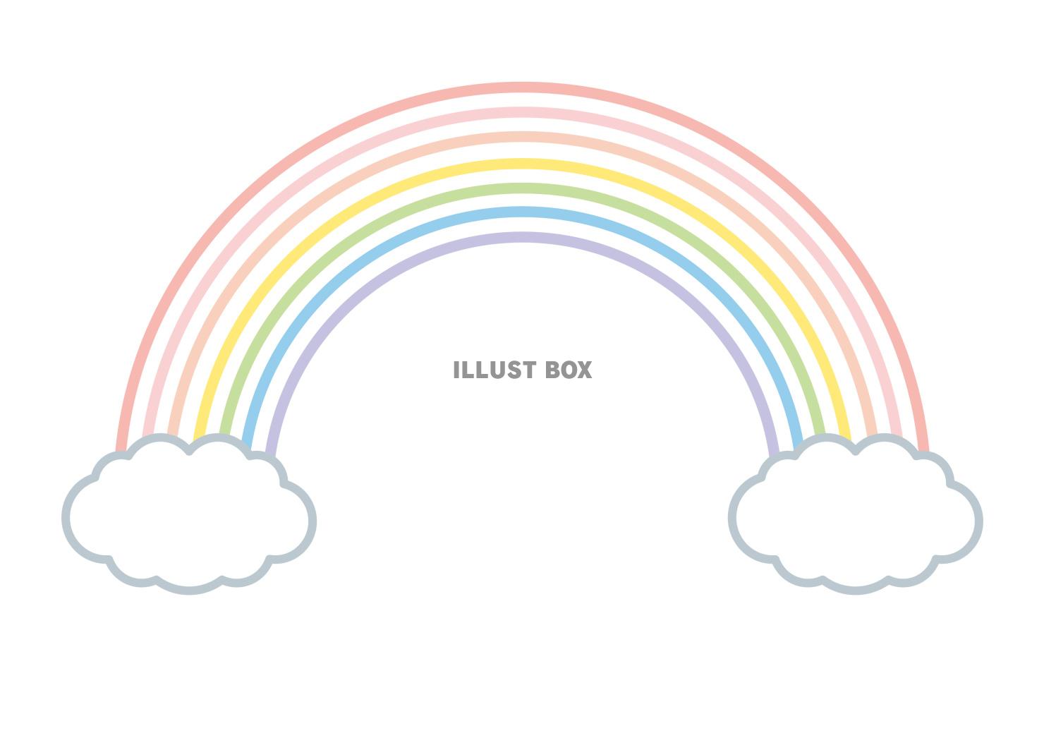 雲のある七色の虹のアイコン風イラスト