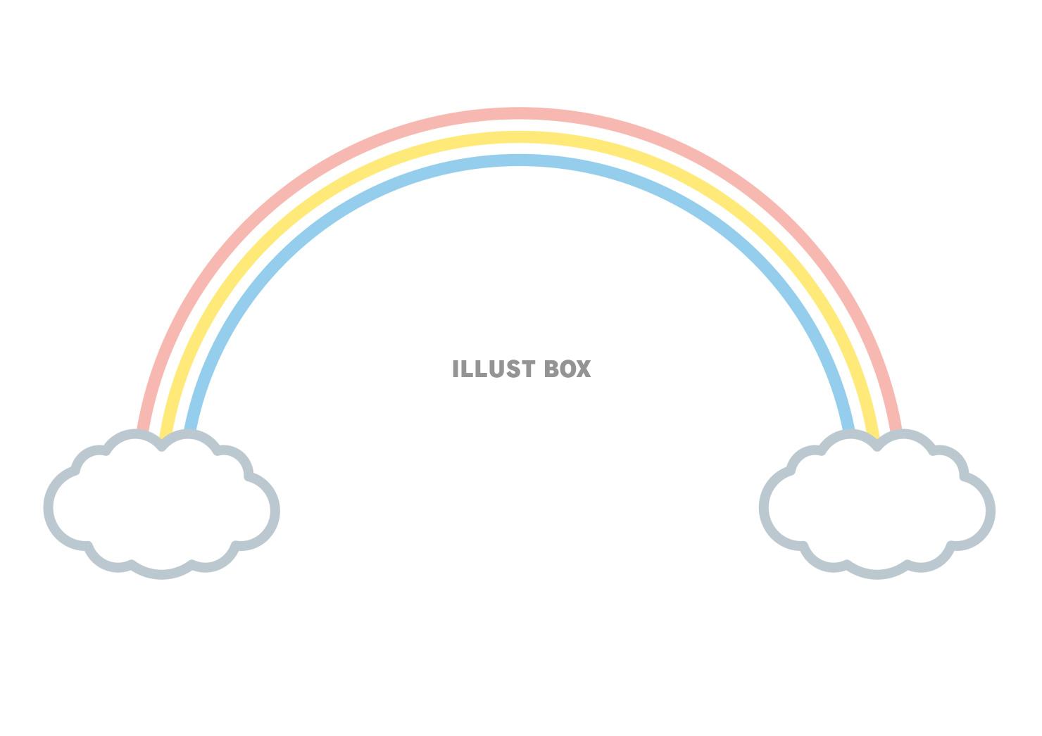 雲のある３色の虹のアイコン風イラスト
