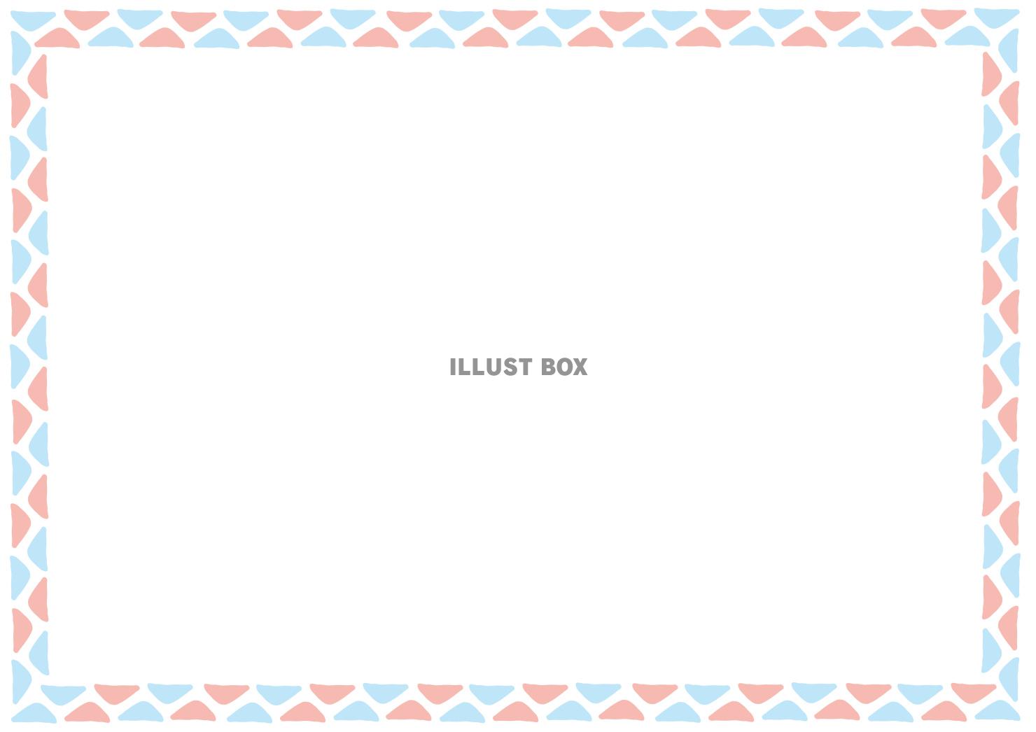 パステルカラーの手描き三角の北欧風フレーム 横