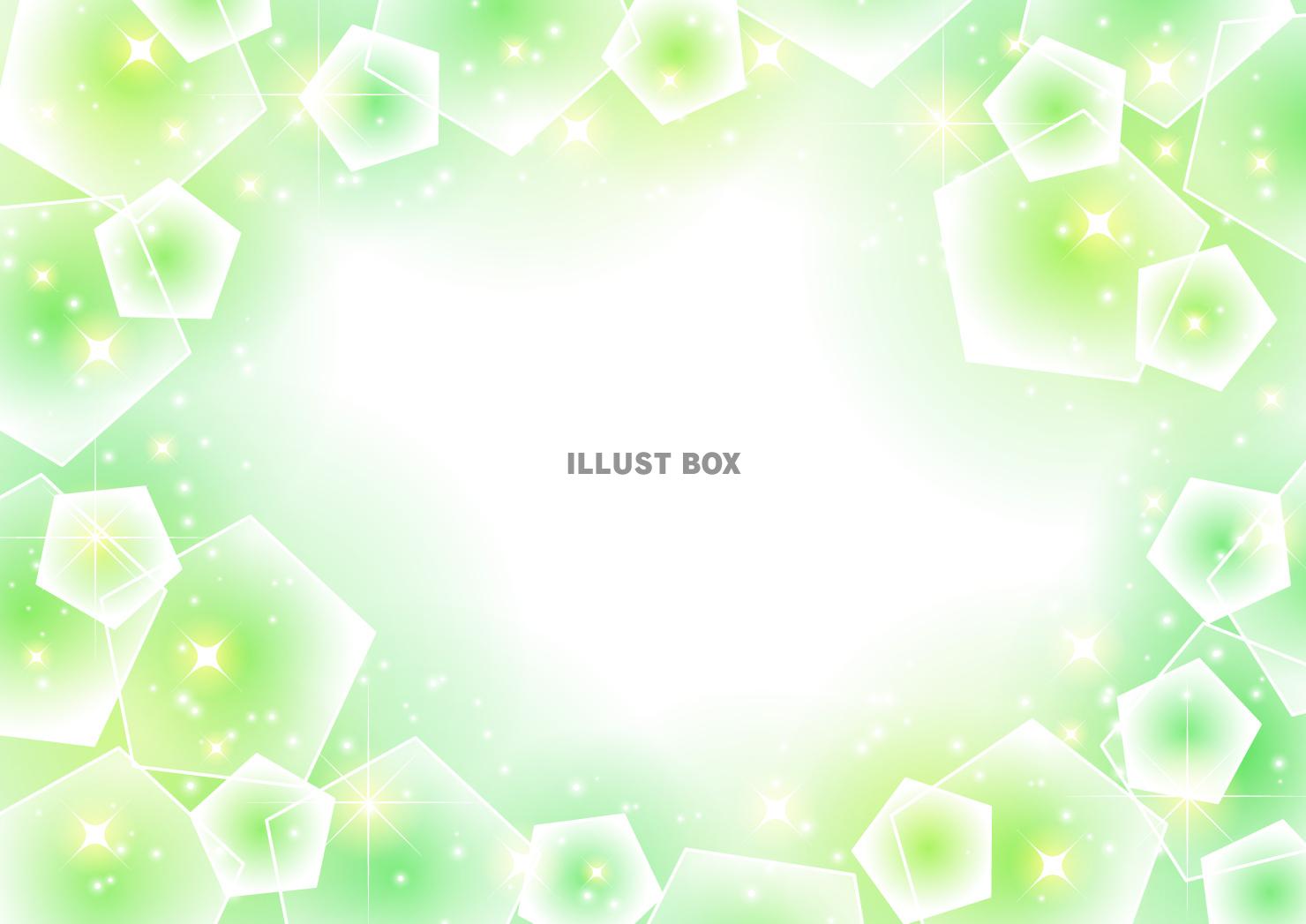 五角形、緑、囲み、イメージ、キラキラ