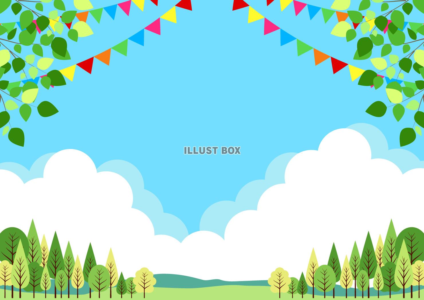 自然、背景、旗、野山、春、夏、横、森林