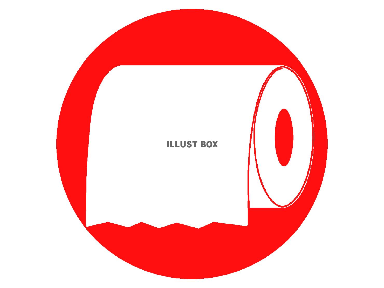 赤色のトイレットペーパーのシルエット