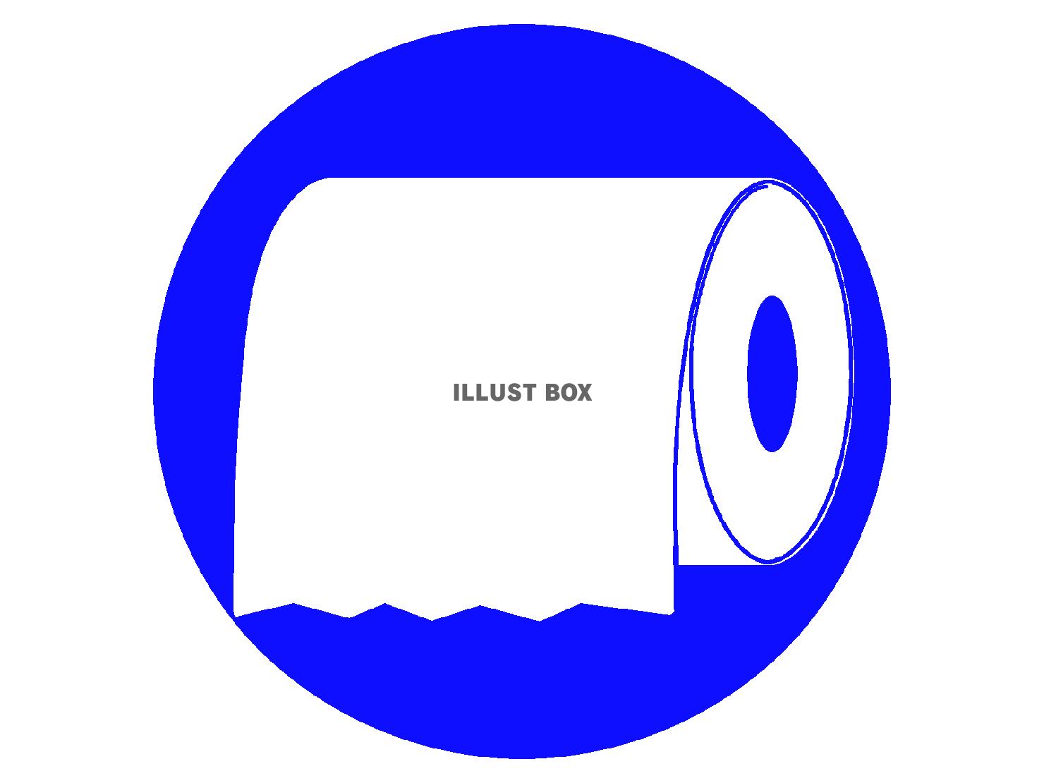 青色のトイレットペーパーのシルエット